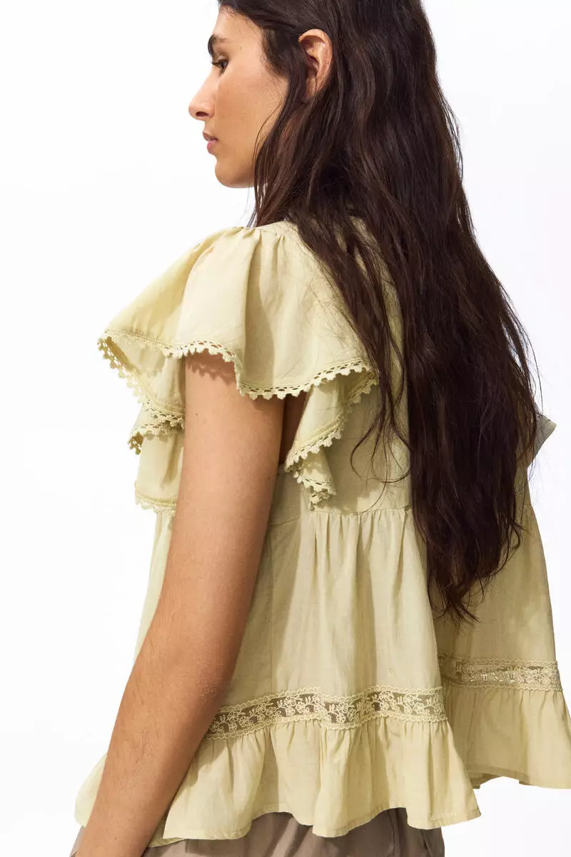 Lace-inset blouse