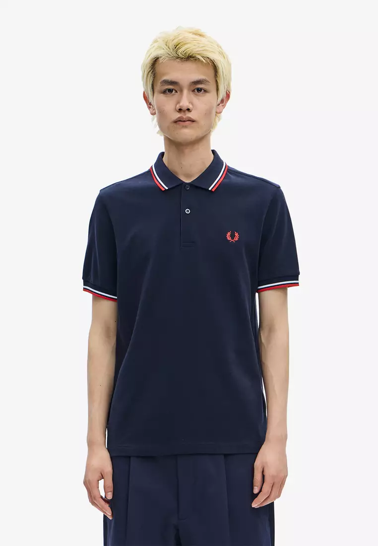Fred Perry M3600 Twin Tipped Fred Perry Shirt (Navy/White/Red)