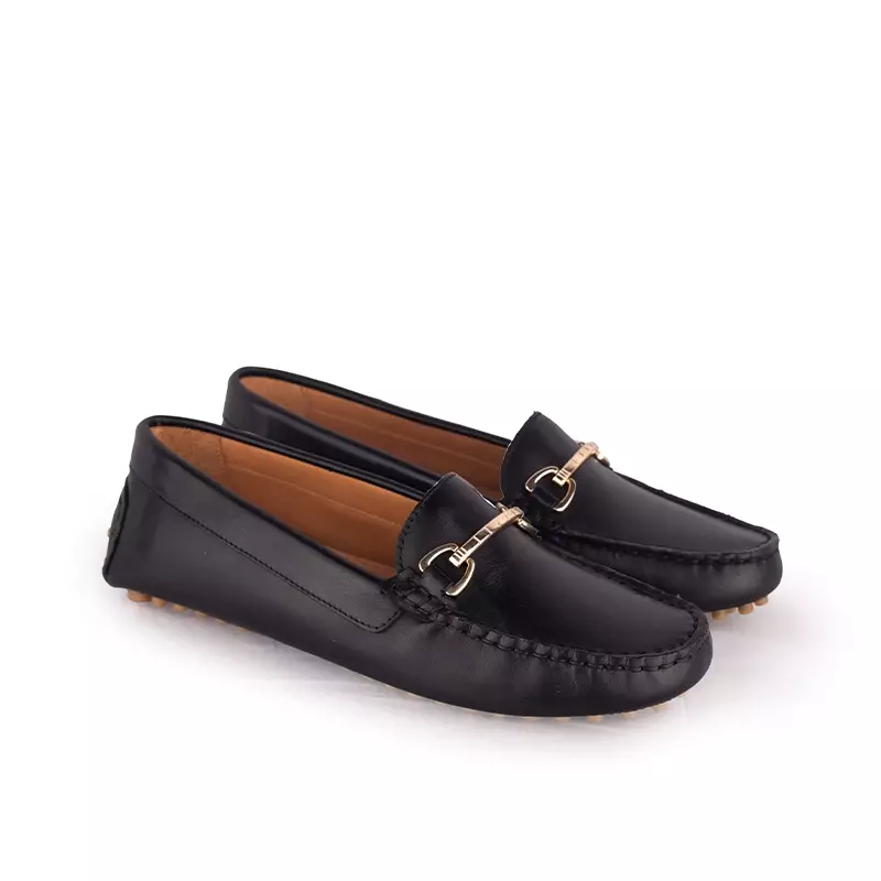 Sepatu Casual Wanita Loafer Moccasin Gino Mariani Elora 1 Black