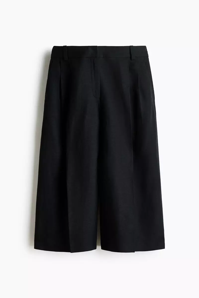 Wide linen-blend culottes
