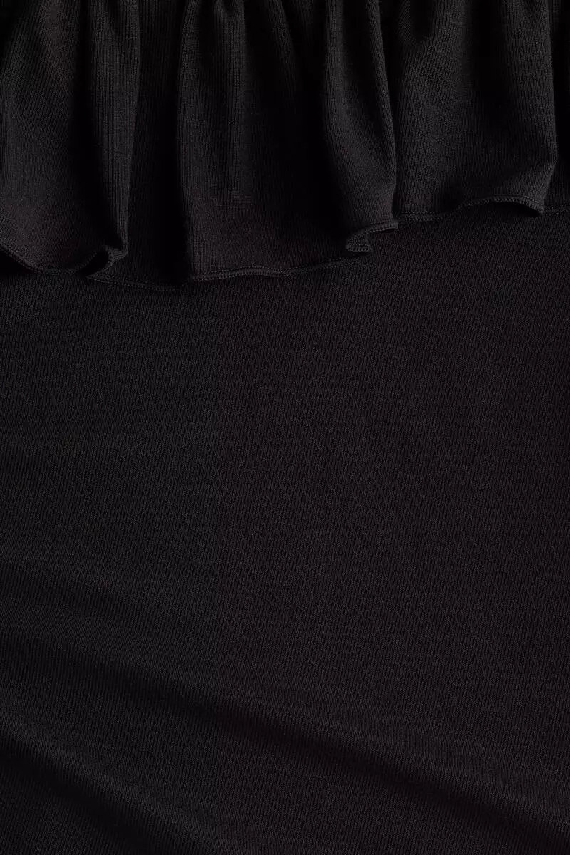 Flounce-trimmed one-shoulder top