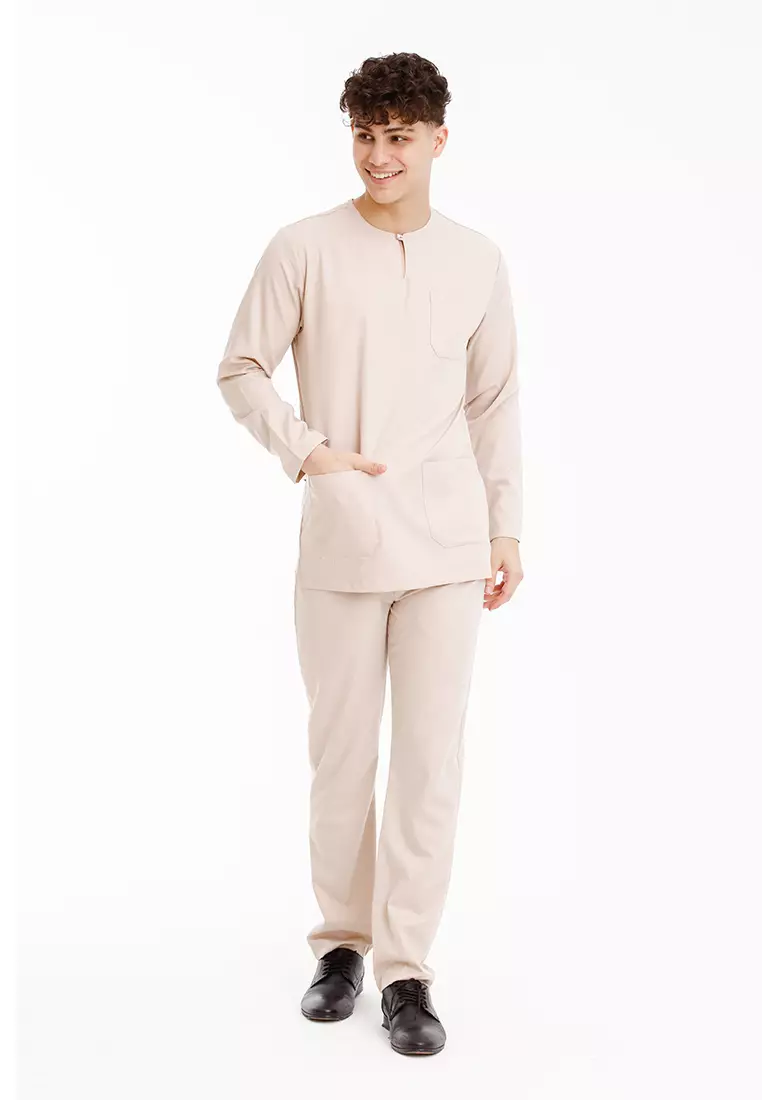 Forest x Hatta Dolmat Regular Fit Teluk Belanga Baju Melayu Set Ayah Anak Sedondon Baju Raya 2025  - BM23898-17Nude