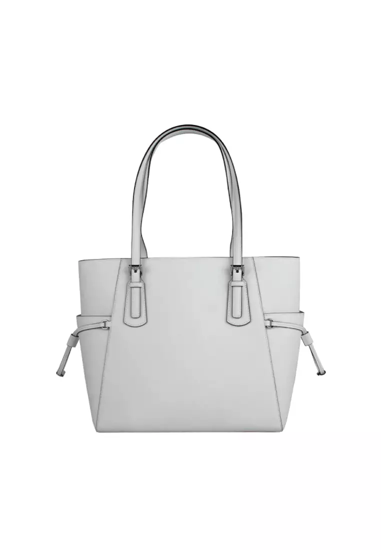 Voyager Large Saffiano Leather Tote Bag In White 35S5SV6T7L