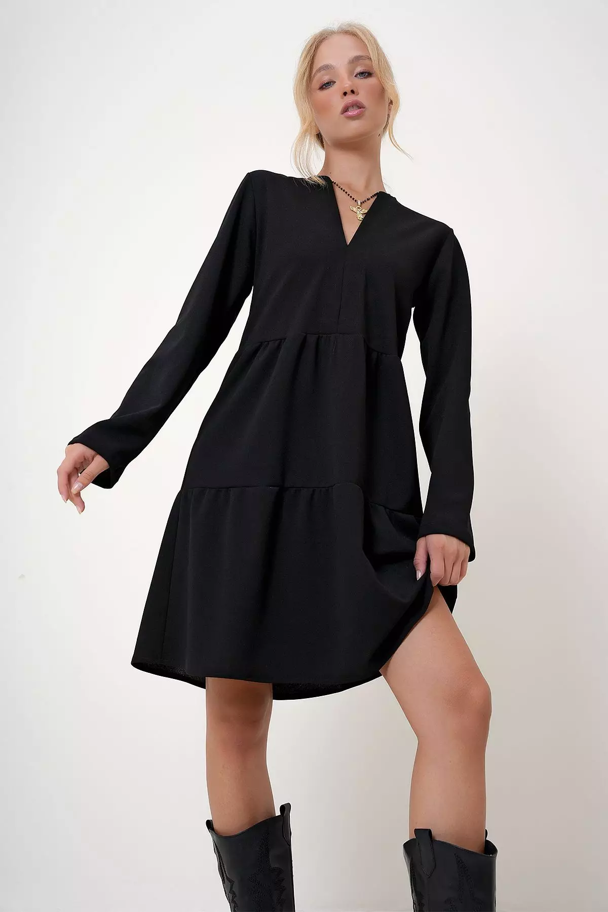 Long Sleeves Knee Length Dress