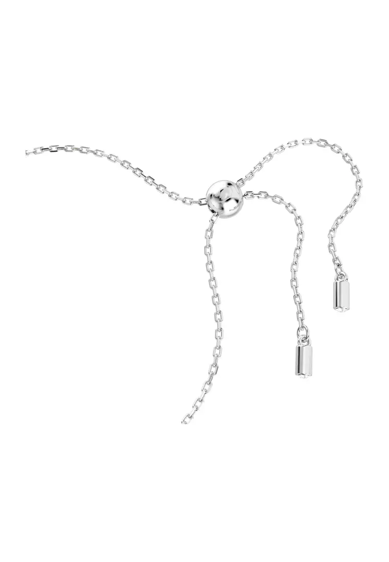 Matrix Tennis bracelet, Mixed cuts, White, Rhodium plated