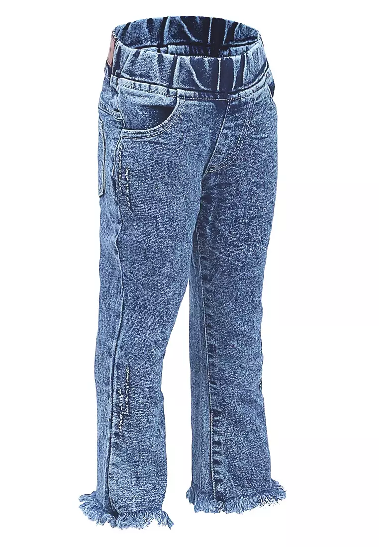 Yocelyn Celana Jeans Cutbray Anak Perempuan Kid Long Pants Polos Material Denim ORIGINAL - Snow