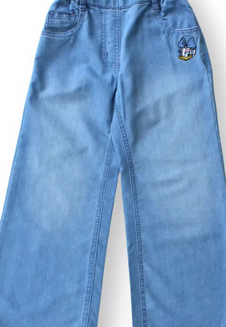Celana Kulot Jeans Anak Perempuan Biru/ Girls Pants Maxi Denim Culottes Blue/ Daisy Duck Positivity