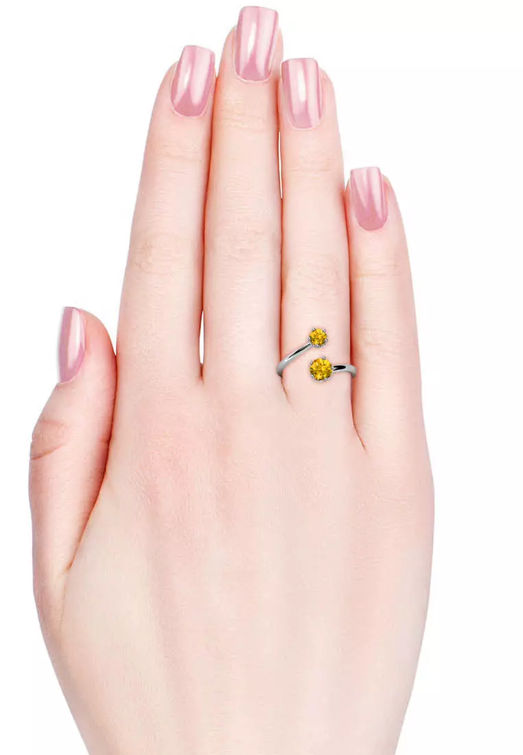 Birth Stone Ring November Citrine WG - Cincin Crystal by Her Jewellery