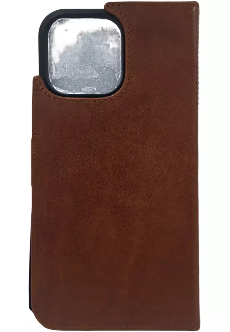iPhone Leather Case -iPhone 16 PLUS Cover-iPhone Cover Card Holder- TAN