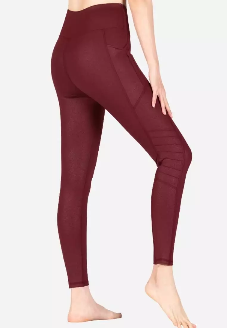 Fitwear - Legging Big Size Olahraga Wanita BELIA BIKER 4 POCKET - BURGUNDY
