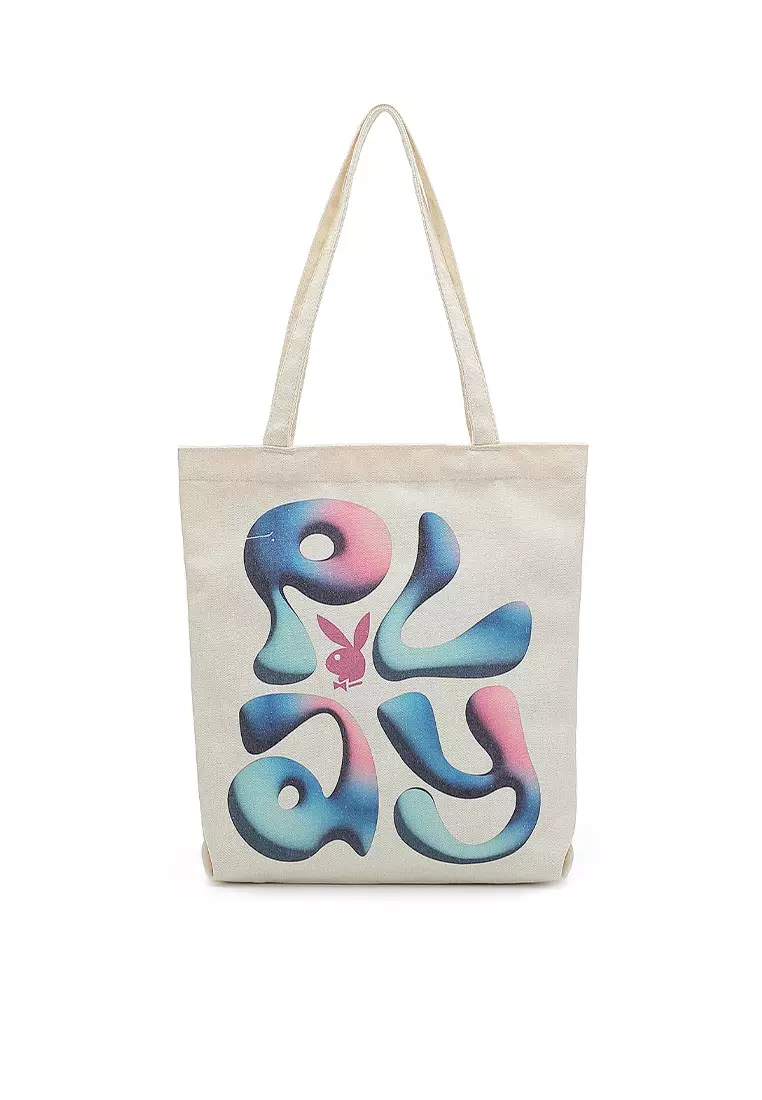 Buy PLAYBOY BUNNY Women s Canvas Tote Handbag Beige Online