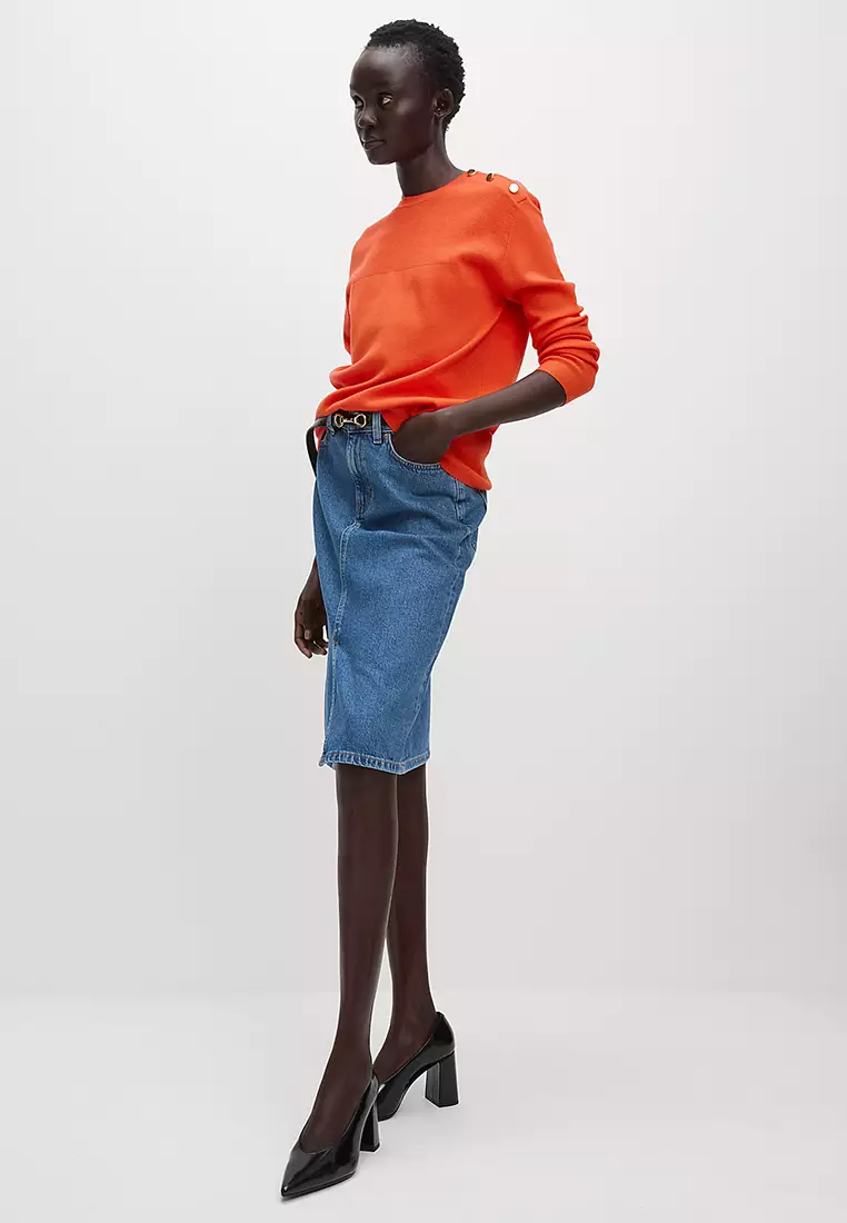 Soft Touch Crew Neck Button Detail Jumper