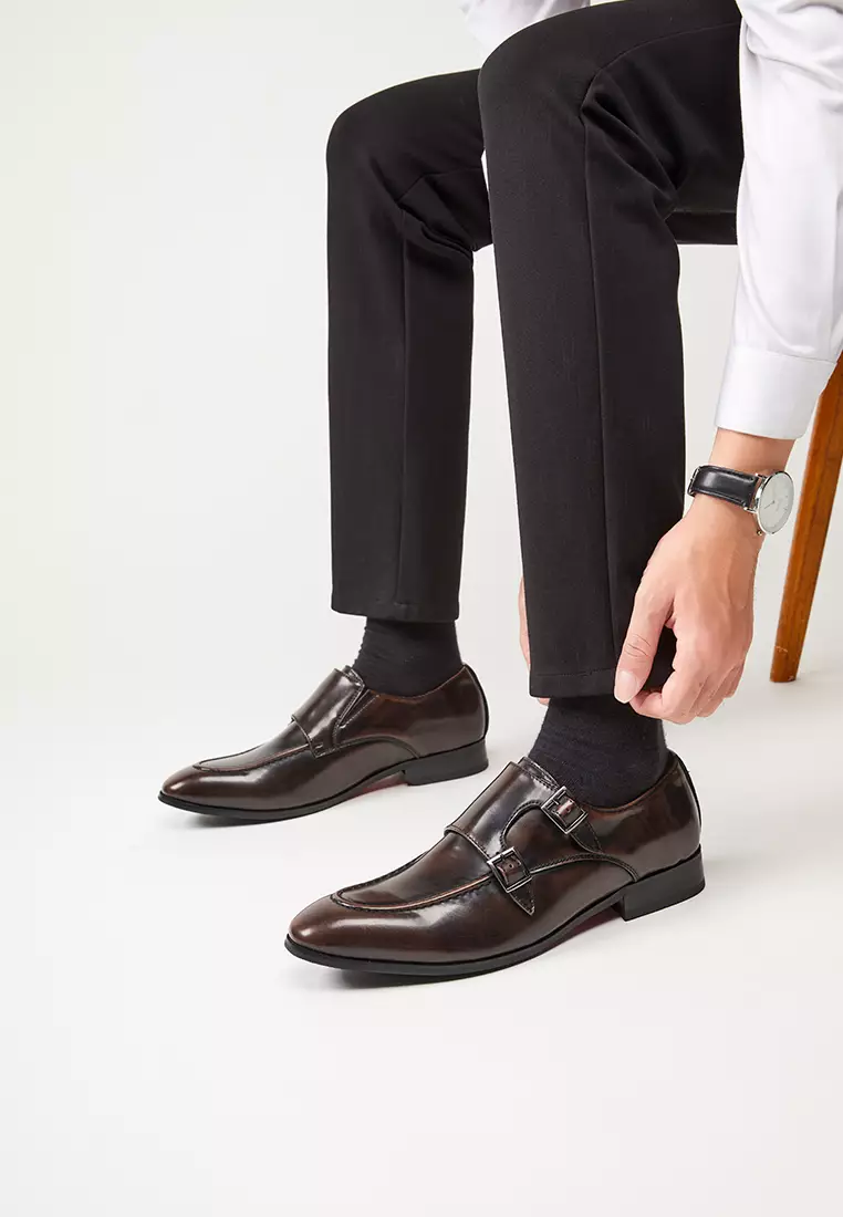 Leather Monk Strap Shoes KB24315-3