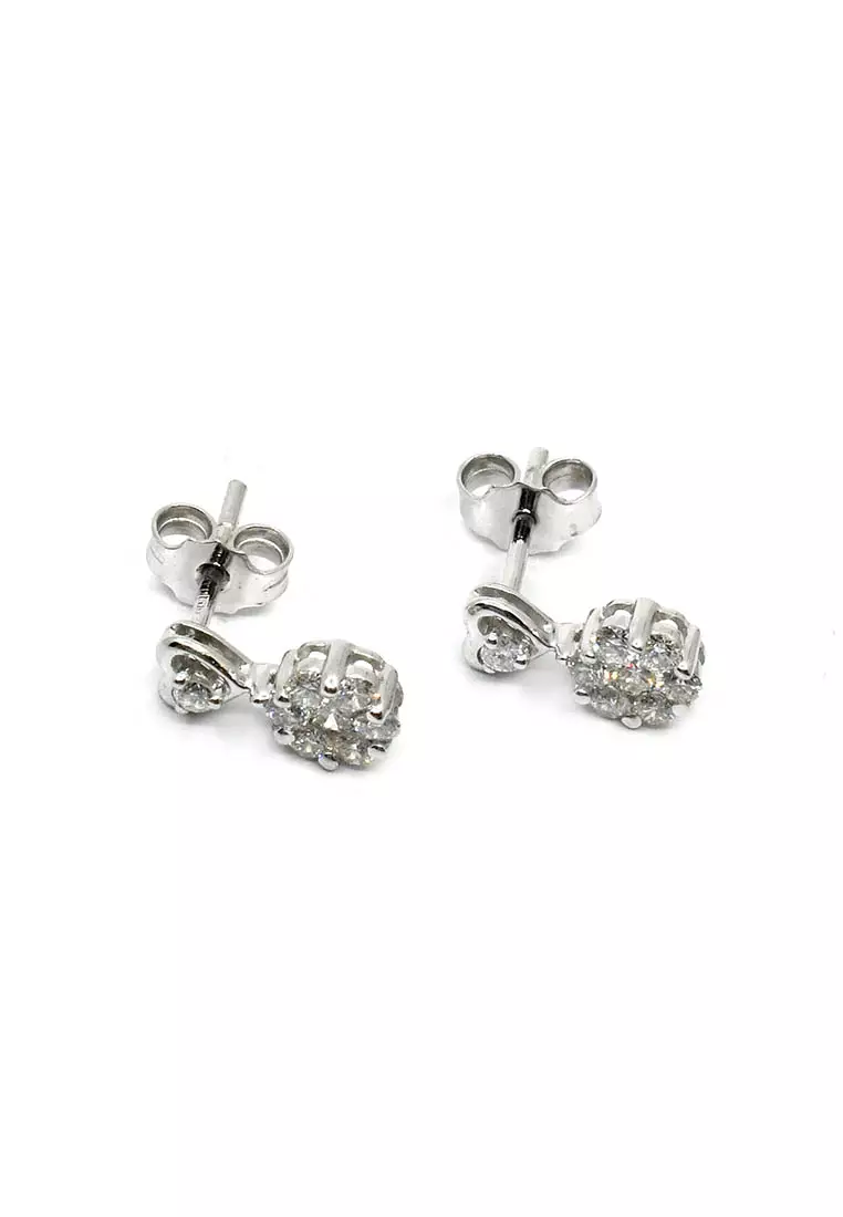 Buy Cebuana Lhuillier Jewelry 18k Locally Made White Gold Earrings With