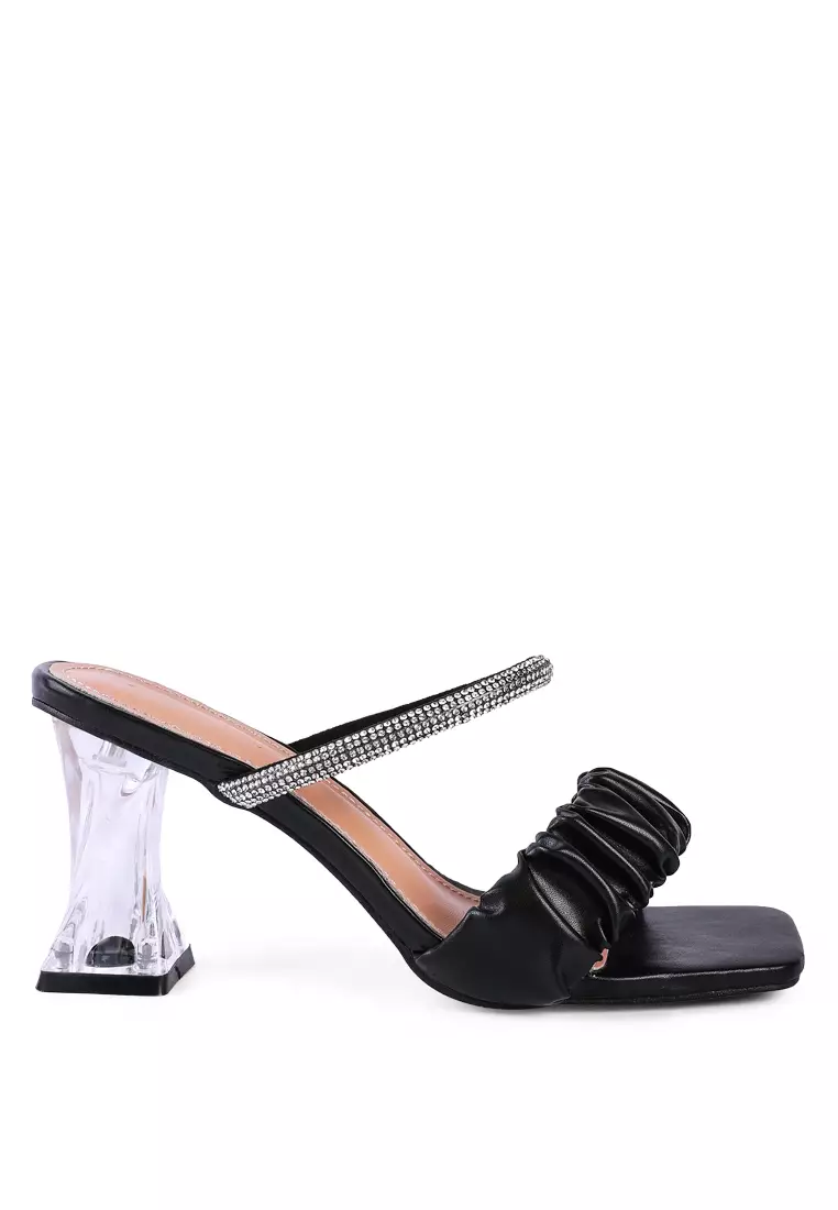 Discount on London Rag  shoes - SKU: White Clear Heel Rhinestone Sandals