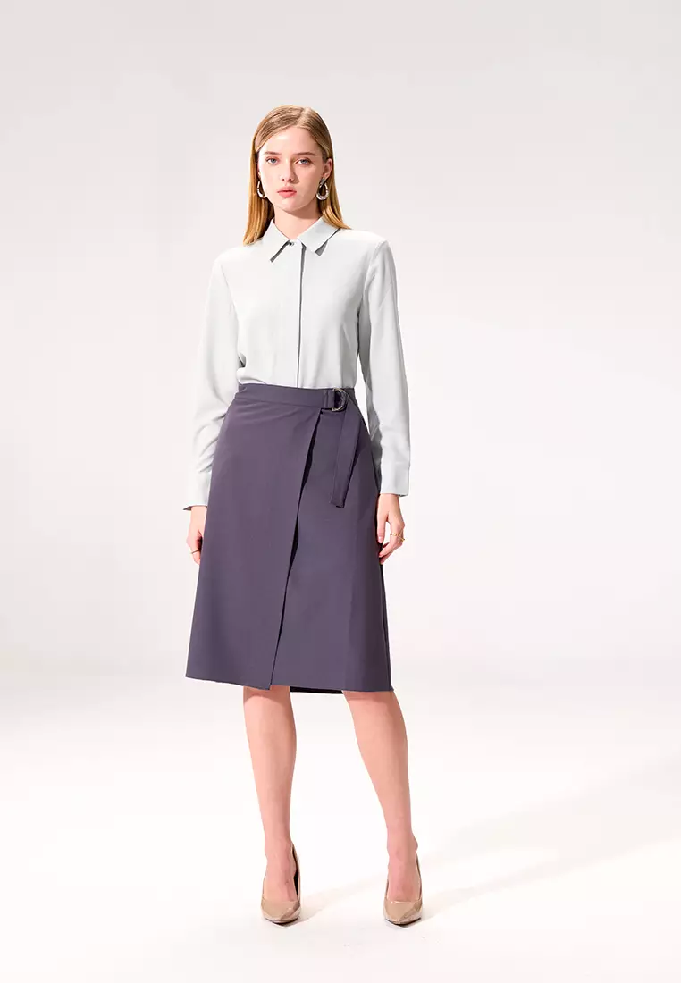 Aqua Wide Placket Long Sleeve Top