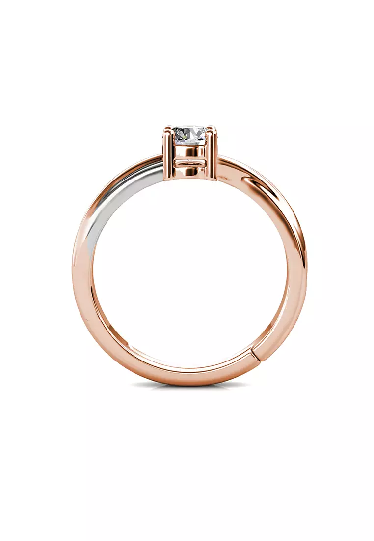 Berlian Moissanite Simplicite Ring [GRA CERTIFICATE MOISSANITE DIAMOND] Dual Tone - Cincin 0.6 CT Moissanite Diamond 925 Silver Celesta by Her Jewellery