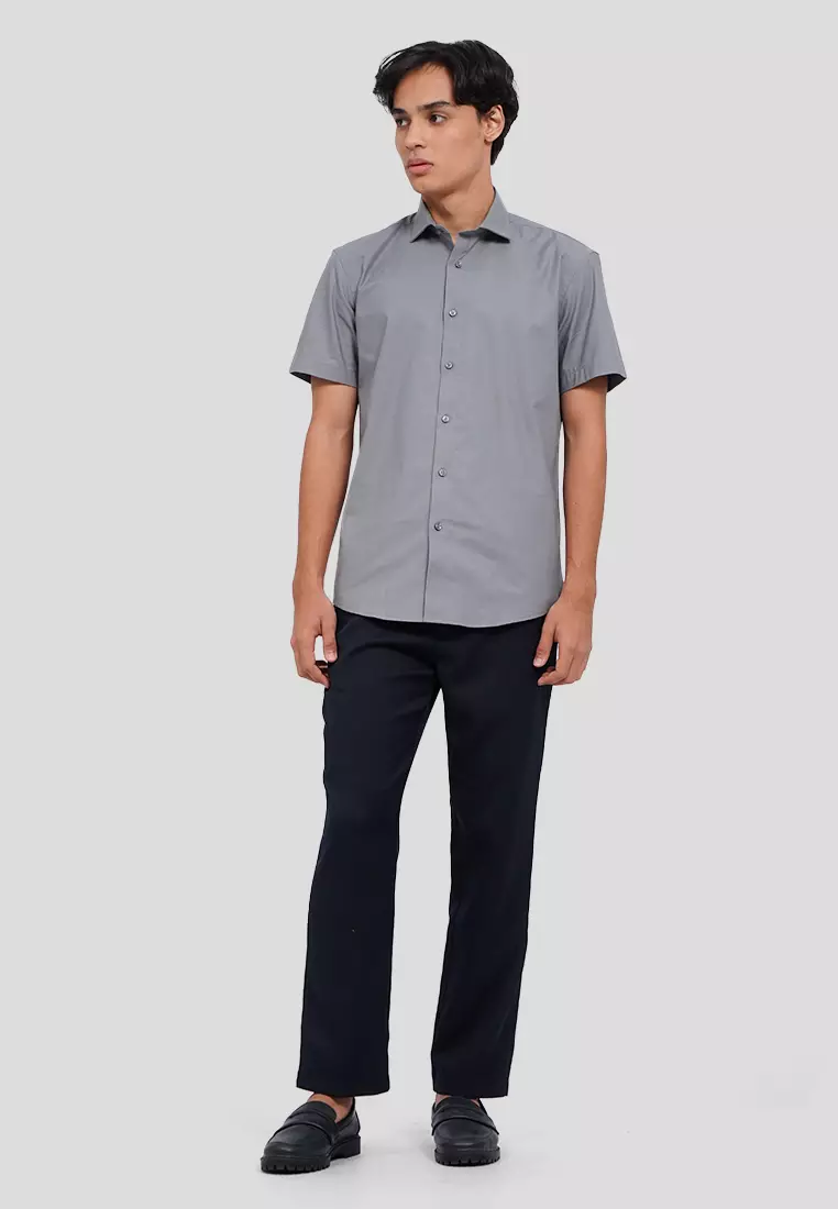 Short Sleeve Textured Stretch Shirt
