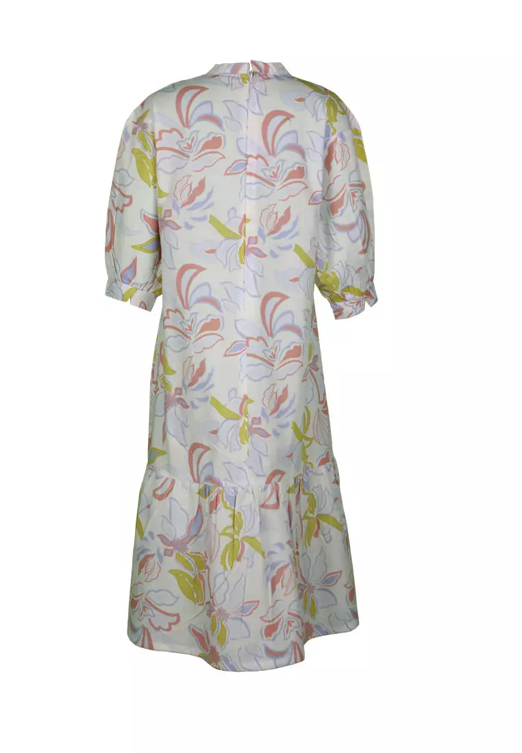 Pito Dito Girl Dacquoise Dress Anak Multi Color Motif Bunga