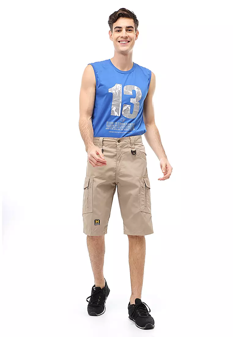 Rishham Short Pants Celana Pendek Kasual Pria Anti Gesek Material Cotton ORIGINAL - Cream