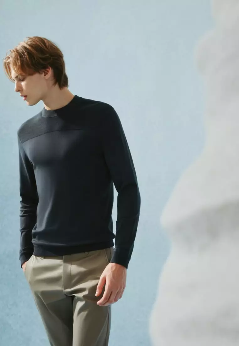 Compact Knit Mock Neck Sweater