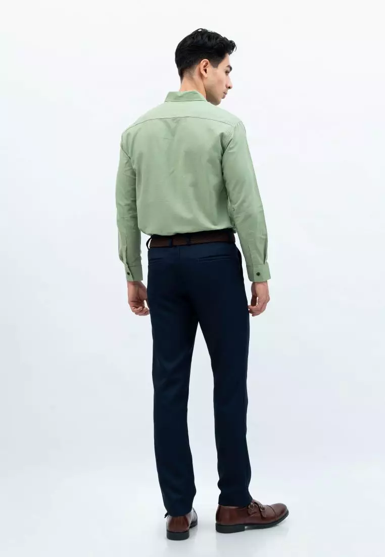 Houseofcuff Kemeja Lengan Panjang Pria Formal Slim Fit Hijau Mint