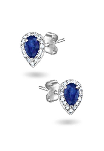 Aquae Jewels white Earrings Empress Precious Stone, 18K Gold and Diamonds with Ruby - Emerald - Sapphire - White Gold,Sapphire 46416ACD122061GS_1