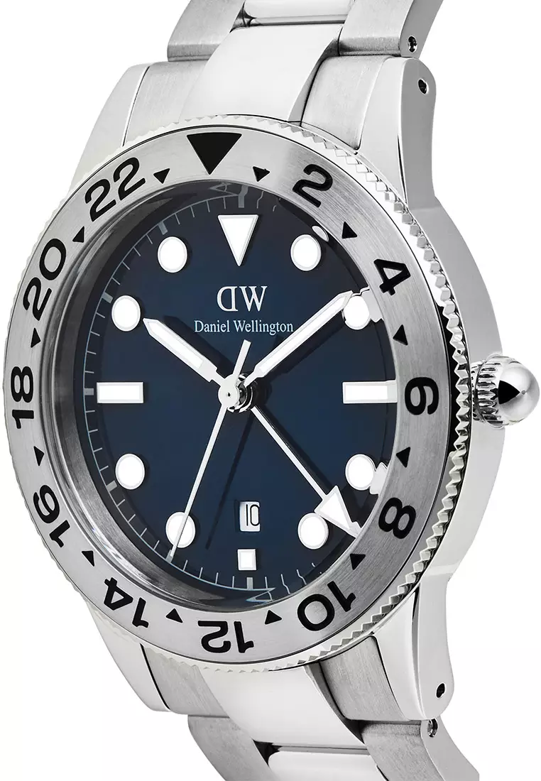 Iconic GMT Link 40mm Brushed Bezel Silver - Men Watch stainless steel strap watch DW Official Authentic Original 男士手錶 不銹鋼 手錶 DW 官方 正品