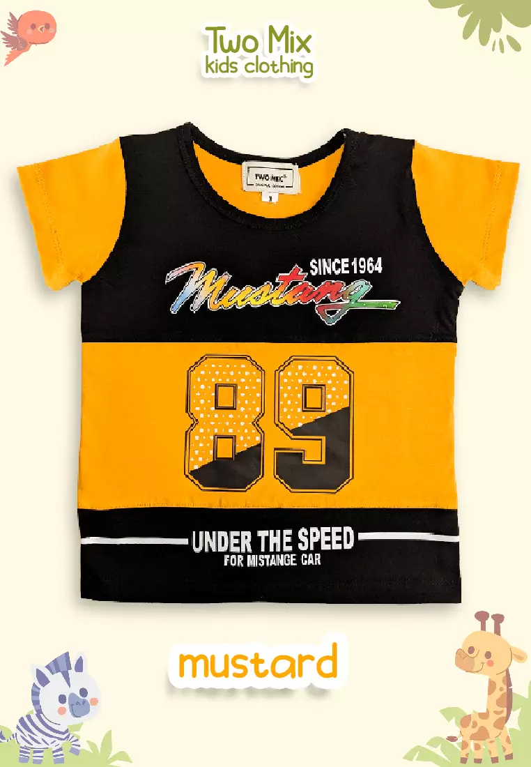 Two Mix - Baju Kaos Anak Laki-Laki Distro - Atasan Anak Cowok Premium 1 2 3 4 5 6 7 8 9 10 11 Tahun 4328A Mustard