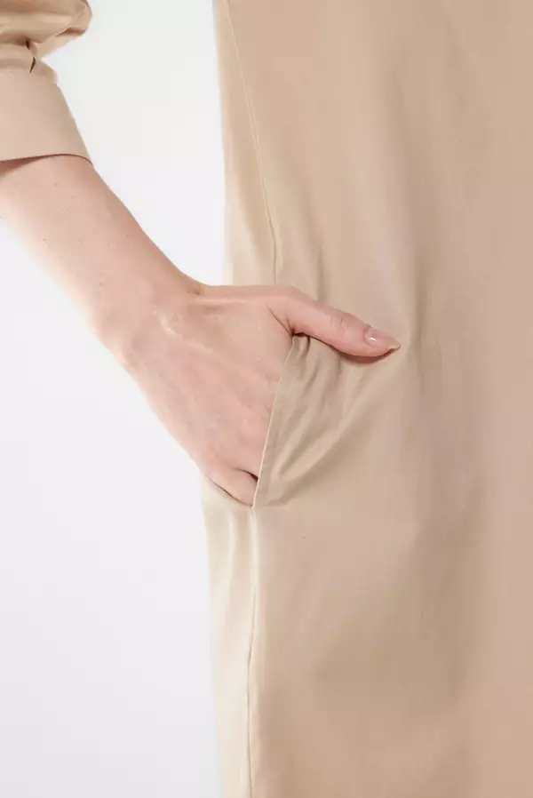 MINIMAL - Oussa - Dress Lengan Balon - Beige Warna Beige
