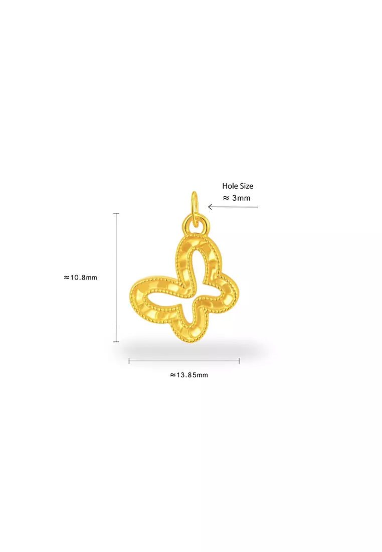 999.9/24K足金 3D 蝴蝶吊墜 B814