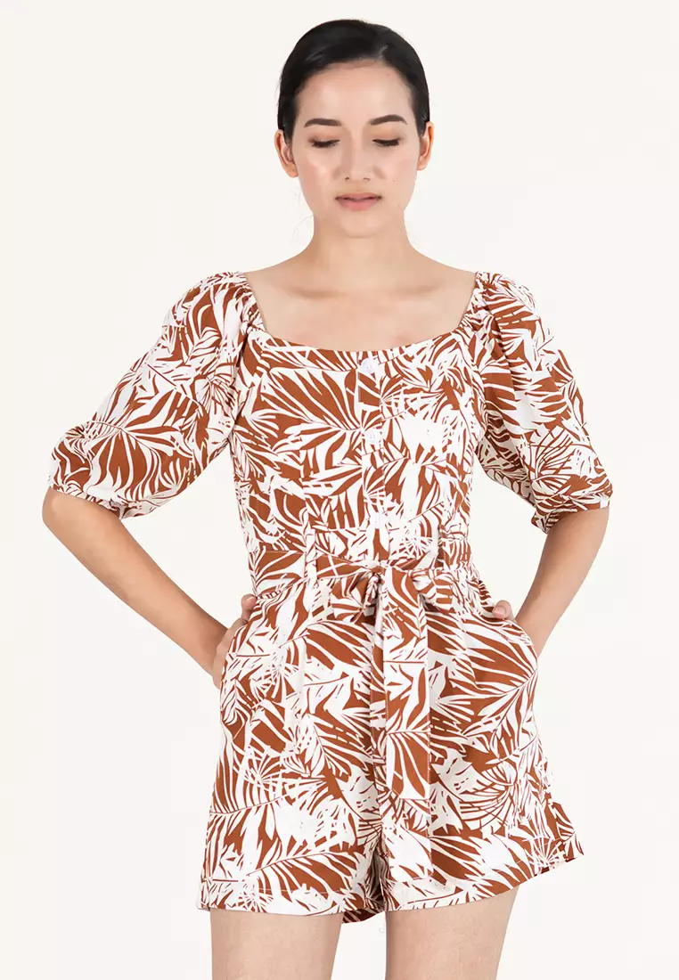 H & m 2025 short tropical jumpsuit