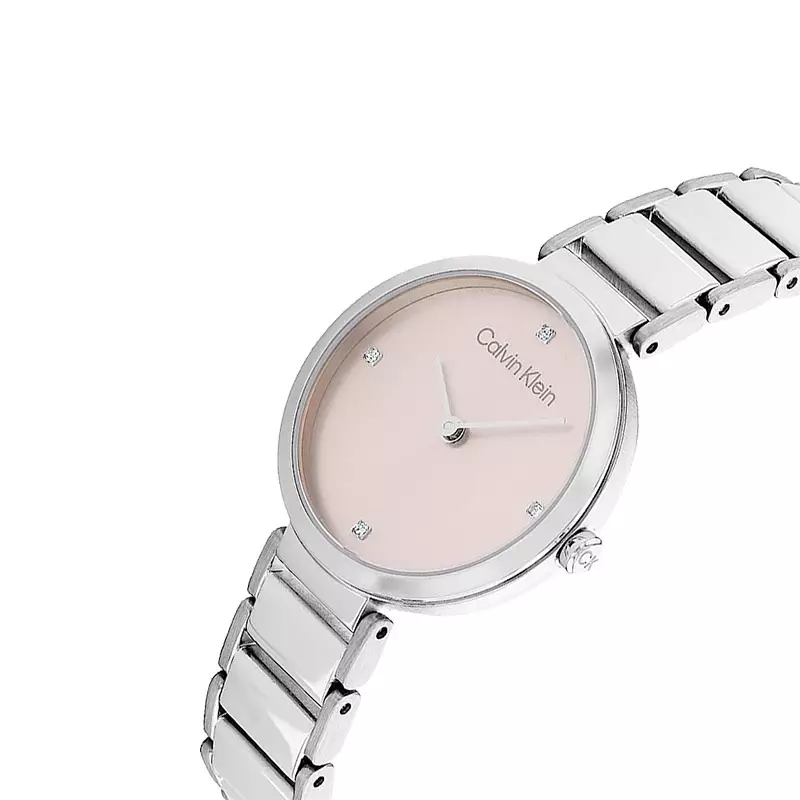 Jam Tangan Wanita Calvin Klein Minimalistic 25200138 Pink Dial Stainless Steel Strap