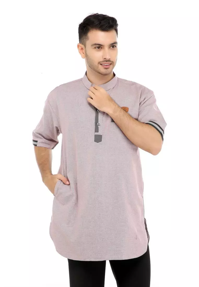 Baju Koko Gamis Muslim Pria Syakil - Pink