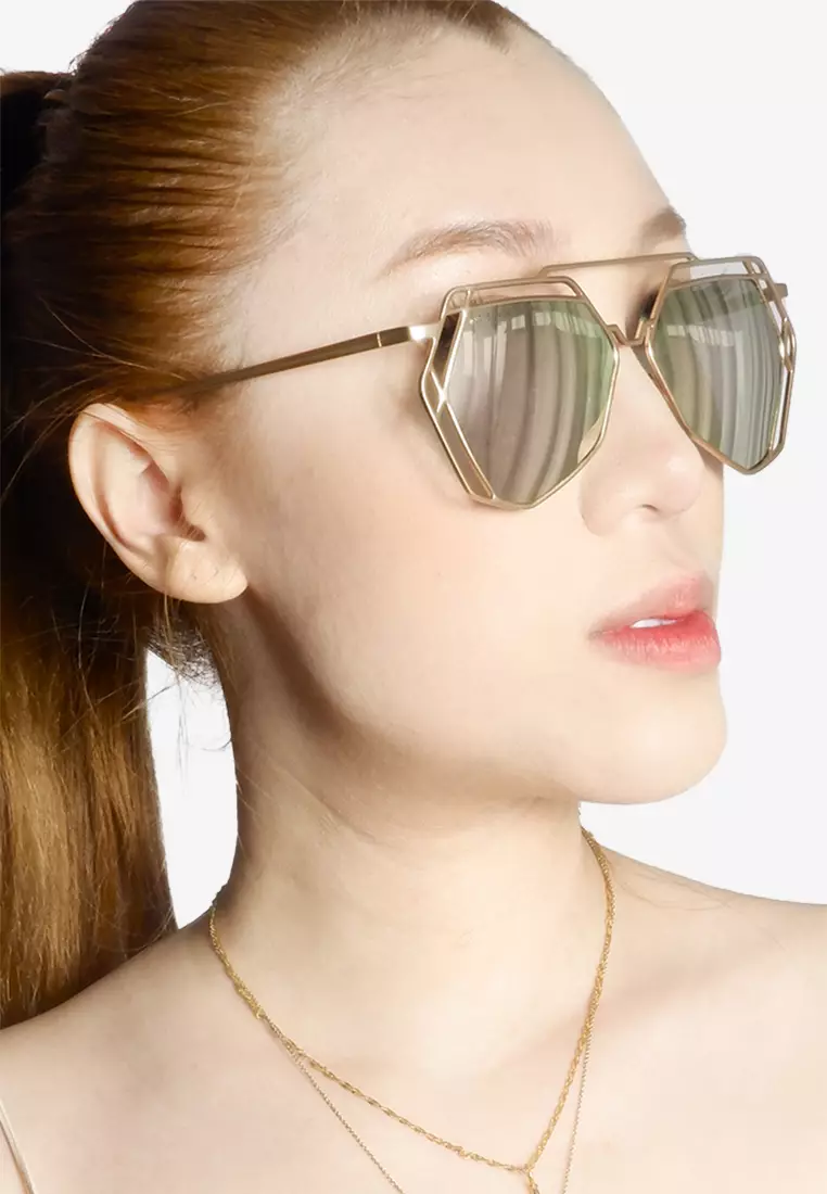 Rose gold reflective online sunglasses