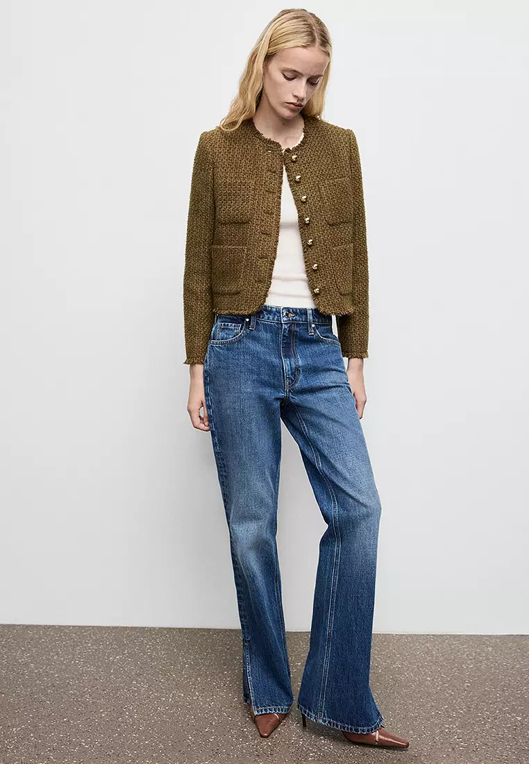 Tweed Jacket With Jewel Buttons