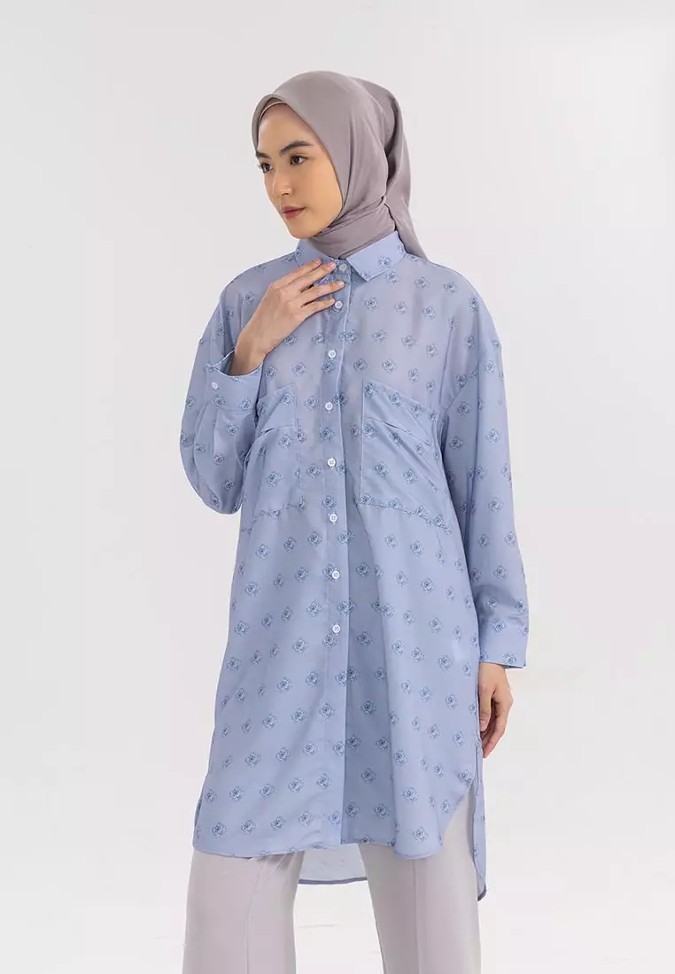 Ria Miranda Cloud Blue Qistiana Shirt