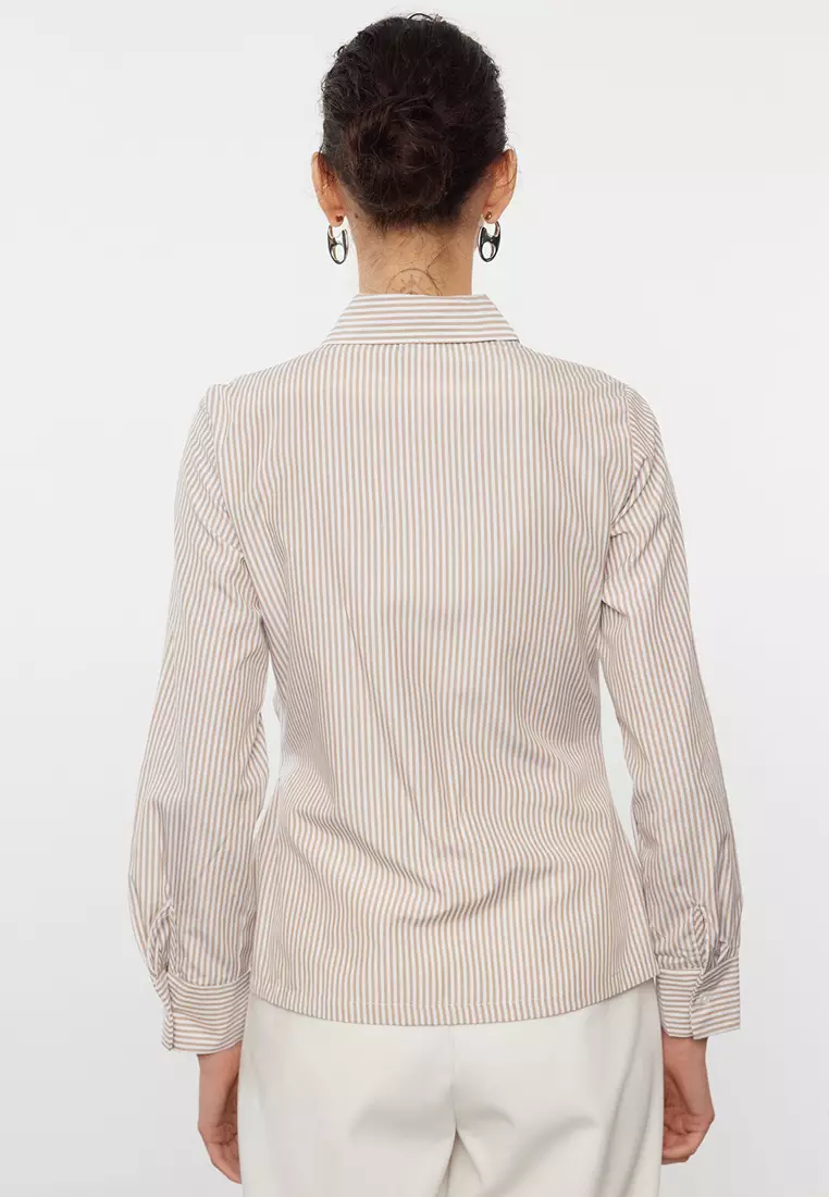 Striped Shirt with Shirring Detail