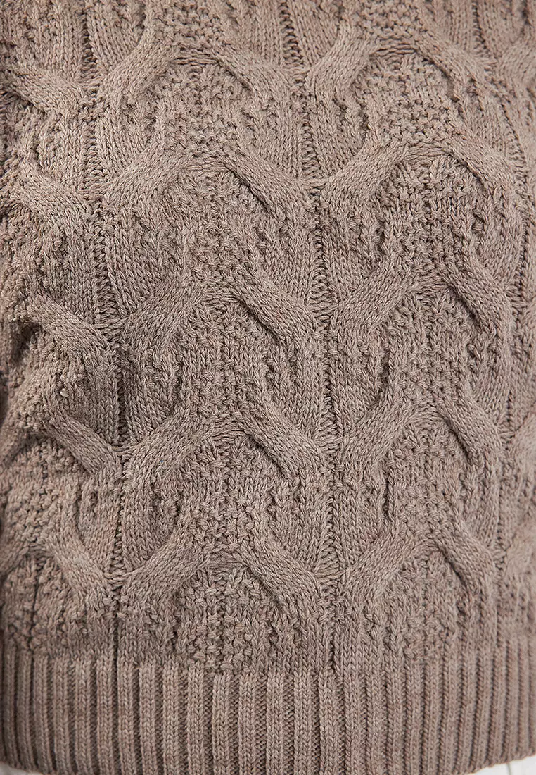 Crop High Collar Knitwear Sweater