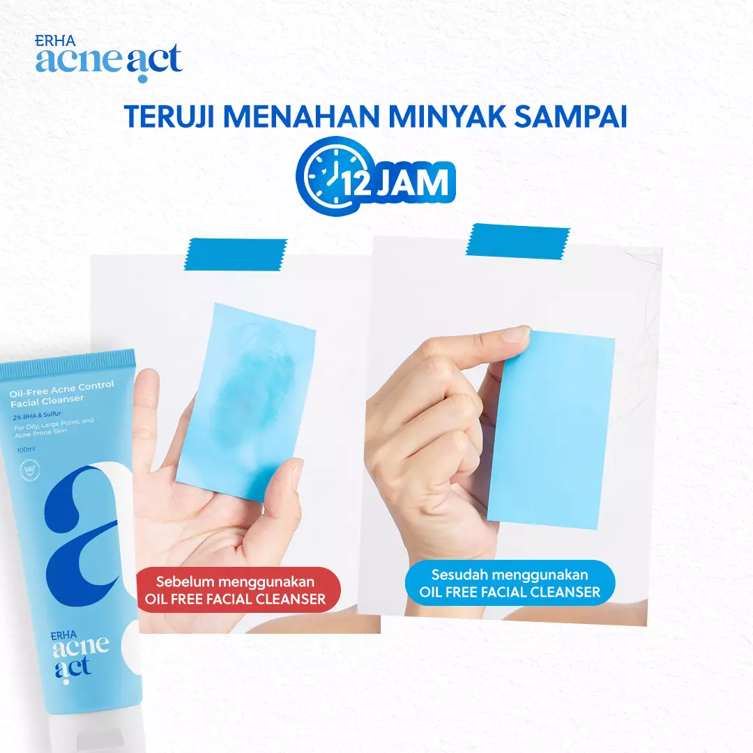 ERHA Acneact Oil-Free & Acne Control Cleanser - Sabun Wajah Kulit Minyak & Jerawat | BHA | Sulfur