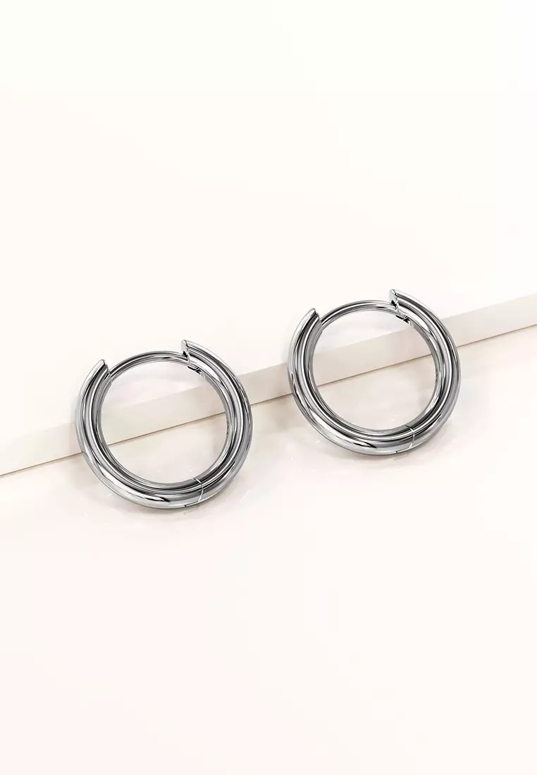 Solid 925 Sterling Silver Classic Huggie Earrings 9mm Silver