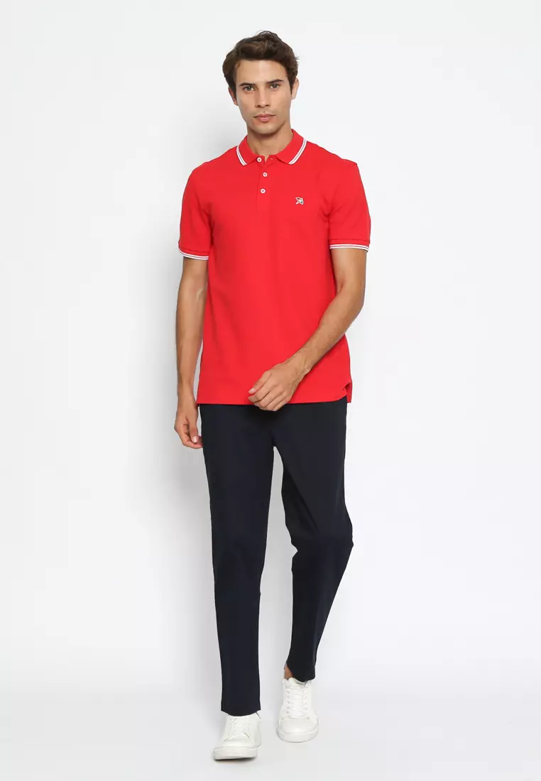 RED CASUAL POLO SHIRT REGULAR FIT