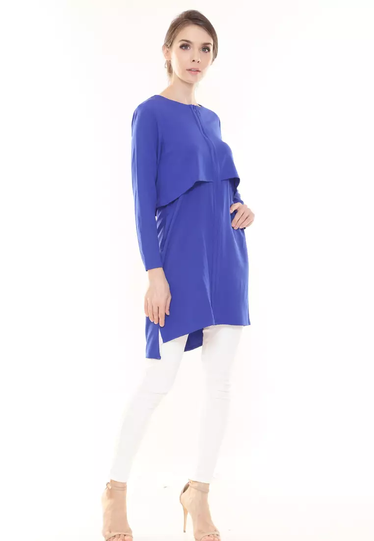 Aubrey Long Top Nursing Friendly in Royal Blue