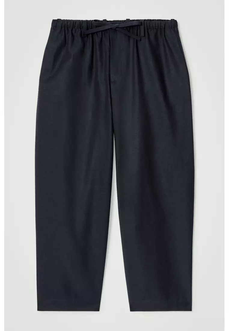 RELAXED-FIT BARREL-LEG DRAWSTRING TROUSERS