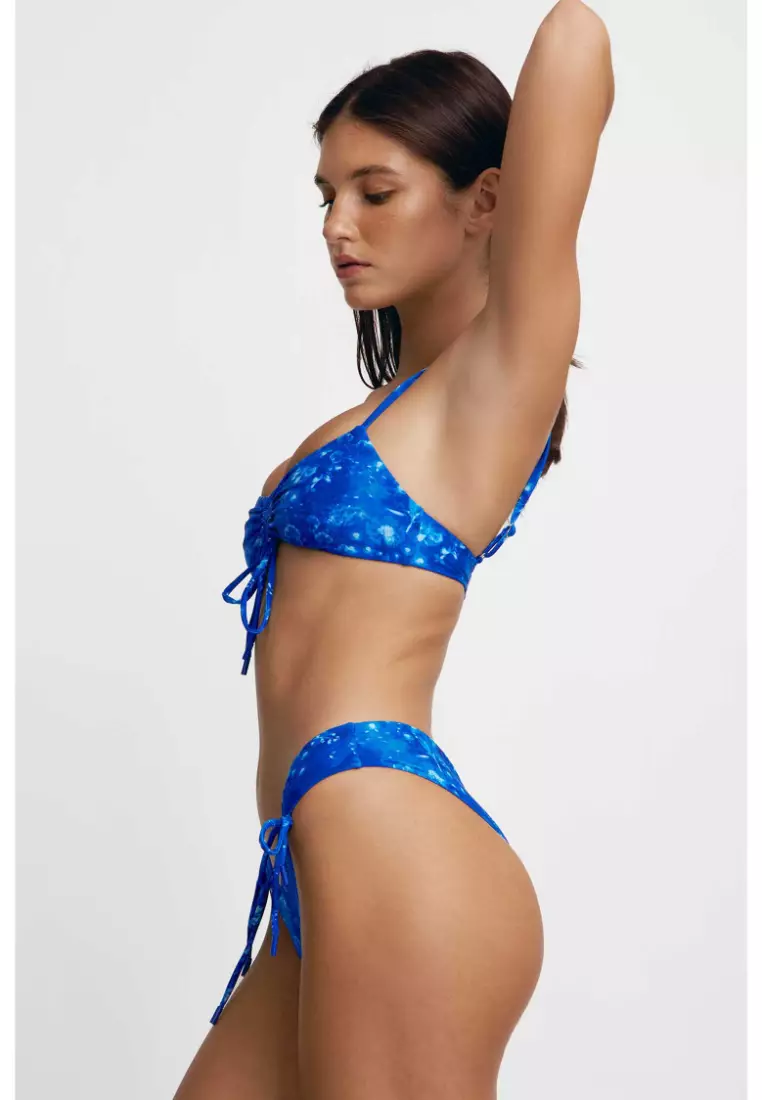 Sophia Scrunched Bikini Top / Cyanotype