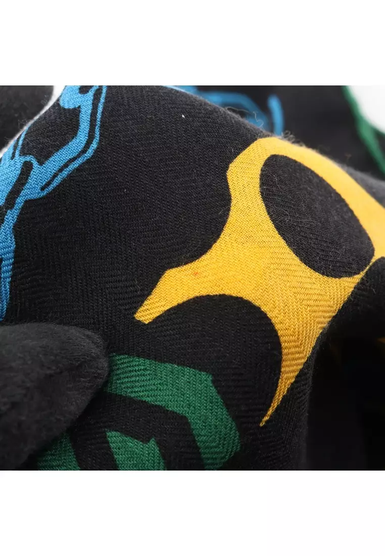 Pre-Loved Hermès Carréjean carres 140 Carre Geant LISTE EN CHAINES scarf shawl cashmere silk black multicolor
