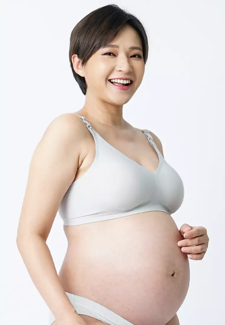Light Grey Antibacterial Seamless Wireless Nursing Bra