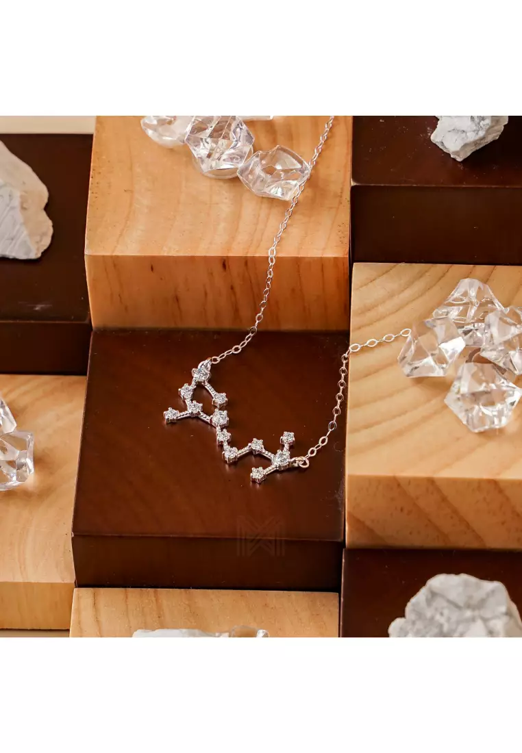 Match The Stars Scorpio Constellation Silver Necklace with 925 Sterling Silver