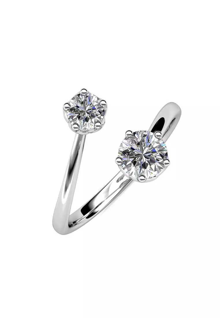 Birth Stone Ring April Diamond WG - Cincin Crystal by Her Jewellery