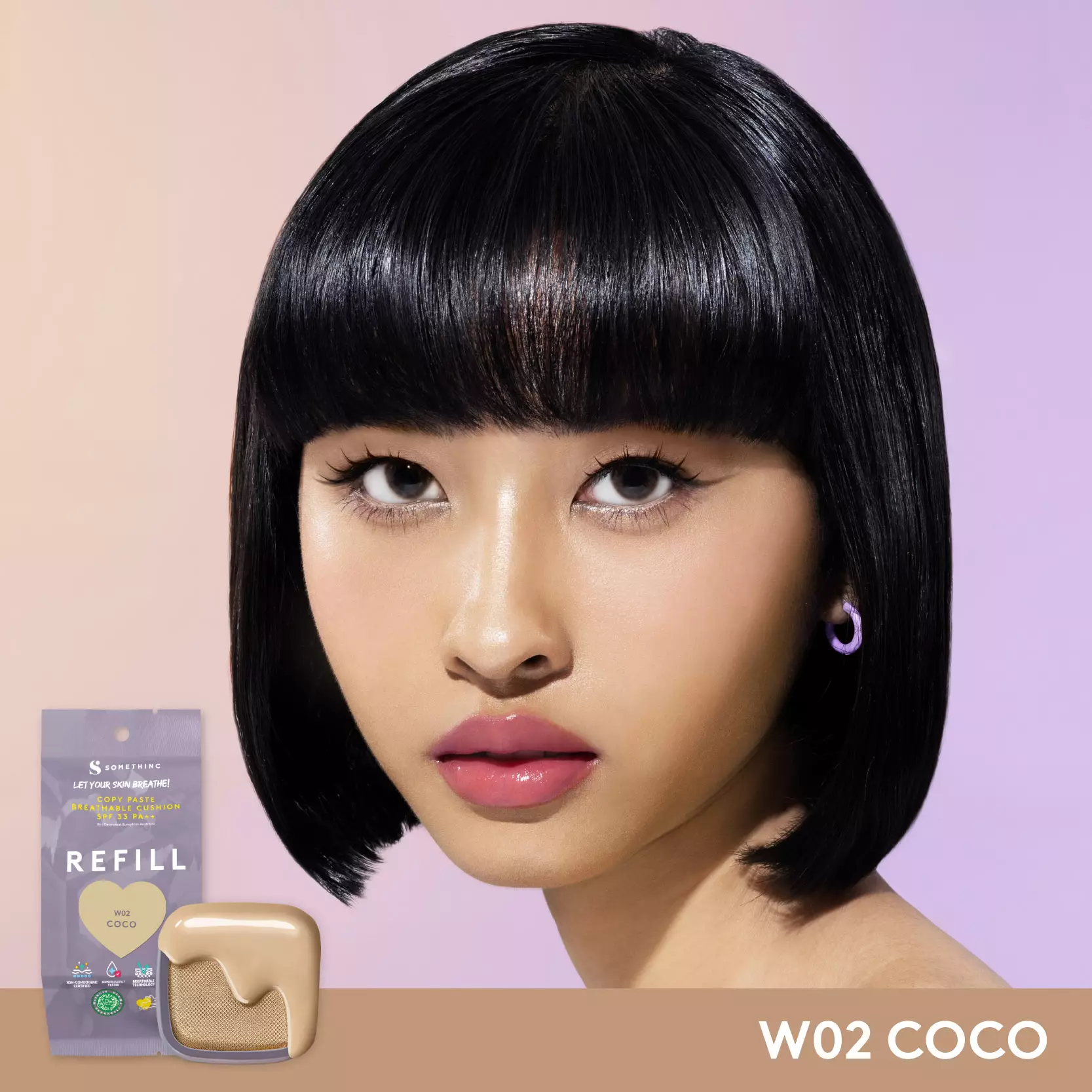 SOMETHINC (REFILL) SOMETHINC COPY PASTE BREATHABLE MESH CUSHION SPF 33 PA++ - Coco